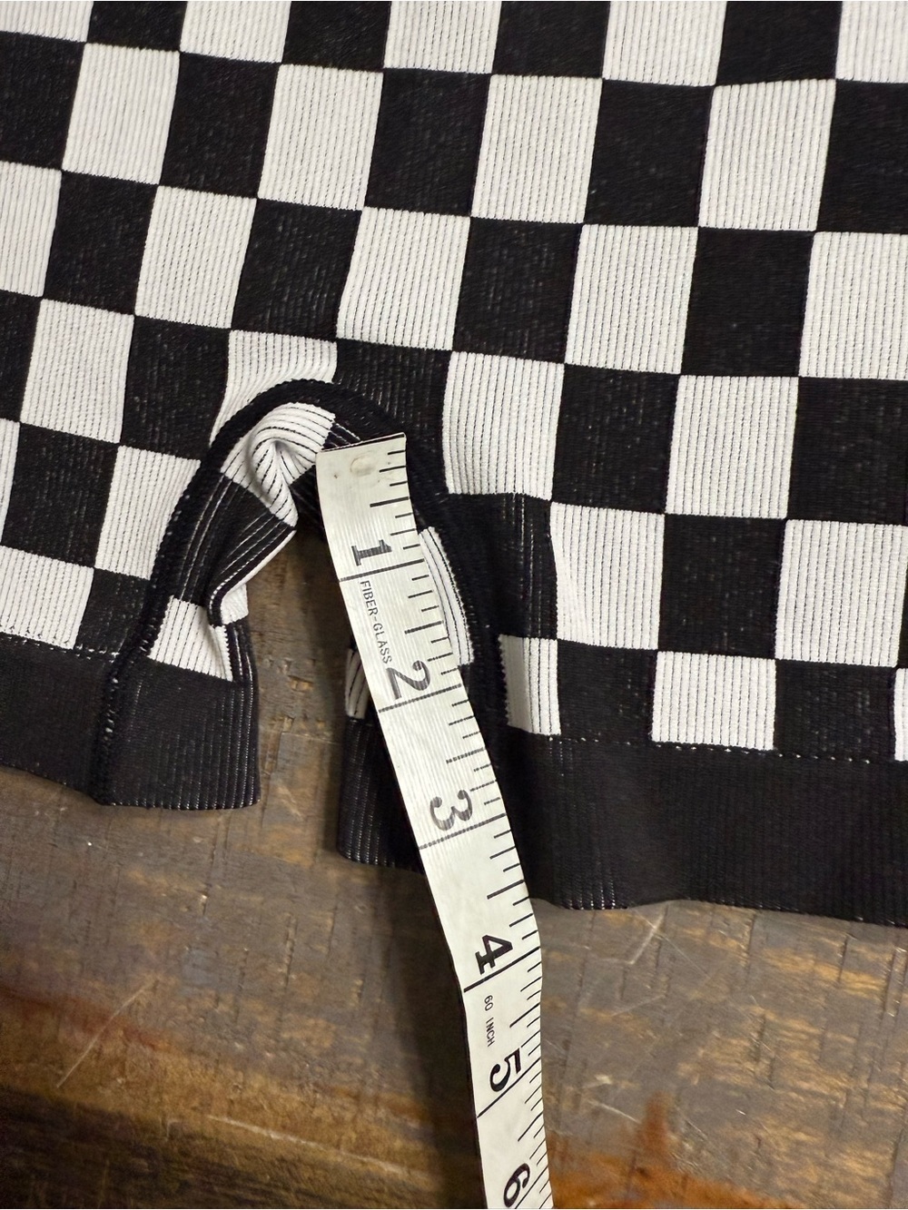 Checkerboard High-Rise Bike Shorts — Black & White - Picture 6 of 6